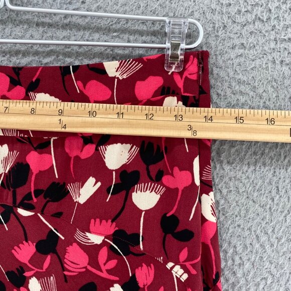 CAbi Skirt Womens 0 Corsage Red Pink Floral A Line Ruched Midi Flat Front Flowy - Picture 9 of 11